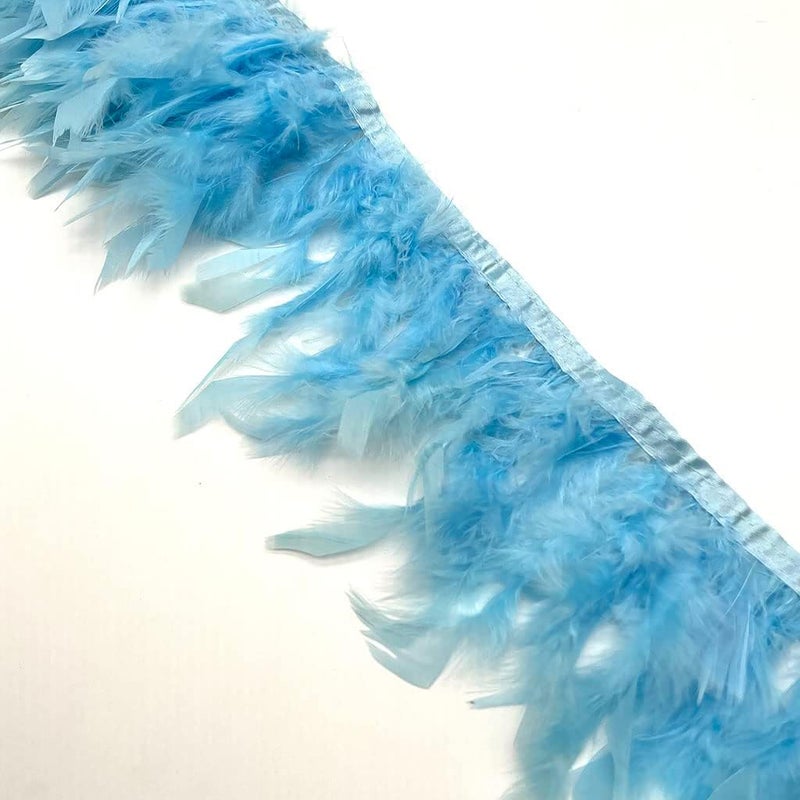 Shekyeon Turkey Feathers Fringe Trim for Party Clothing DIY Sewing Crafts Decoration Pack of 2 Yards (Light Blue) - Image 3